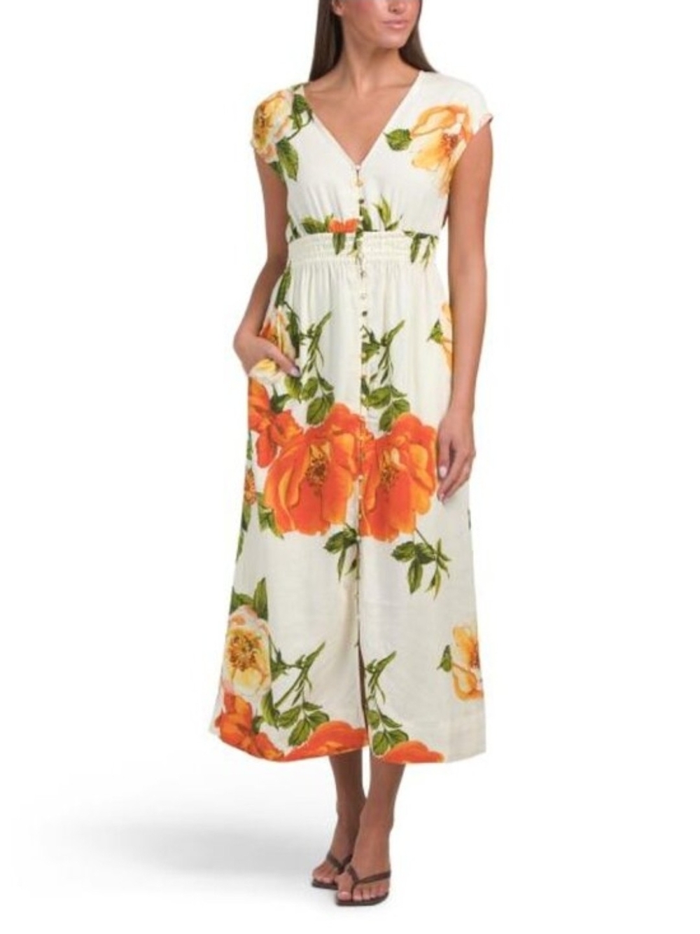 Joie Orange Floral Maxi (cursed)